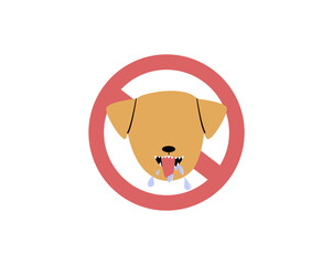 Pet veterinarian icon element. No rabies dog allowed. Idea of pet care. Animal medical treatment. Vet and pet vector flat illustration.