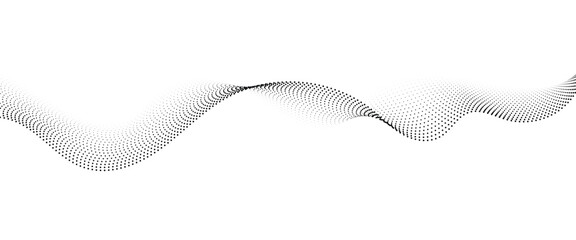 Flowing Dot Wave Pattern Halftone Curve Shape on Transparent Background
