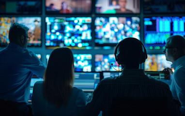 Blur photo - abstract image for the background. Security guards monitor security