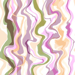 Abstract geometric wavy pattern Multicolored wavy twisty stripes on a white background Spring delicate pastel muted shades