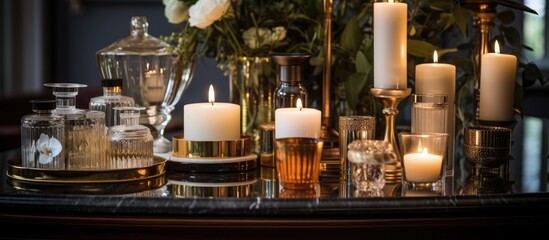 Fototapeta na wymiar Luxurious Candle Display on Table