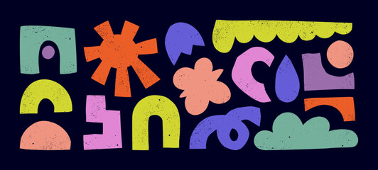Organic Shapes Set Kids Naive Art. Vector Abstract Geometric Forms. Cut Paper Collage Figures