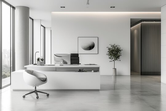 A sleek and sophisticated minimalist office space