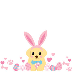 Easter dog,Cute Easter dog illustration,Bunny dog Easter themed dog