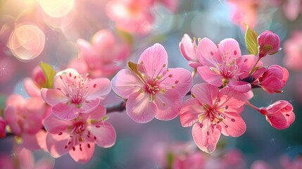 Fototapeta na wymiar Beautiful Pink flower on blurred background in springtime