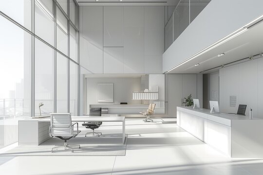 A modern minimalist office interior