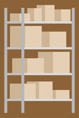 open shelving with boxes vector illustration