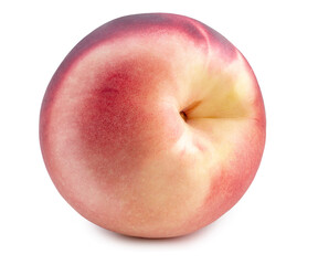 Pink Peach on White With clipping path, Peach fruit isolated on white background.