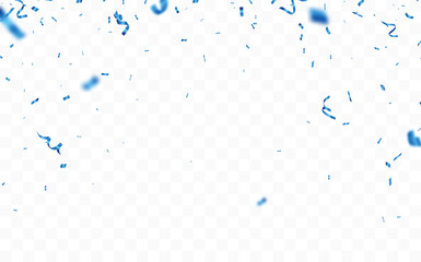 Blue confetti and ribbon banner, isolated on transparent background - 756218704