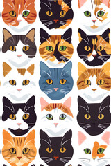 Fototapeta premium Vibrant Cat Montage with a Playful Expression, Generative AI
