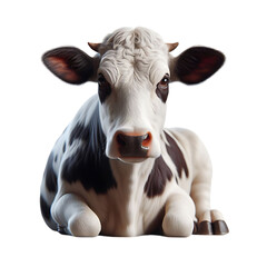 dairy cow jumping on transparent background