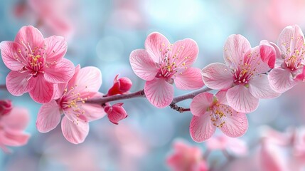 Fototapeta na wymiar Beautiful Pink flower on pink background in springtime