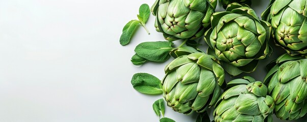 Fototapeta premium Vibrant Green Artichokes. A Fresh Harvest.