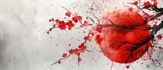 Japanese Cherry Blossom Ink Wash Palette