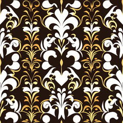 Seamless damask pattern background. Vector Illustration.