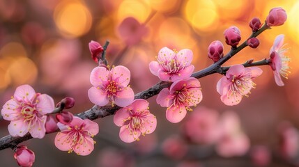 Fototapeta na wymiar Beautiful Pink flower on pink background in springtime