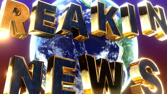 Breaking News title animation template  behind with rotating an earth as 3d modeling breaking news text motion graphic animation. Elements of this image furnished by NASA.