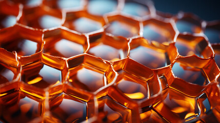 Honeycomb macro close up. 3d rendering, 3d illustration. Generate AI - obrazy, fototapety, plakaty