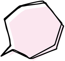 手書きのカクカク型吹き出し　背景ピンク　ベクター