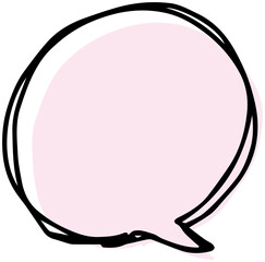 手書きの丸型吹き出し02　背景ピンク　ベクター