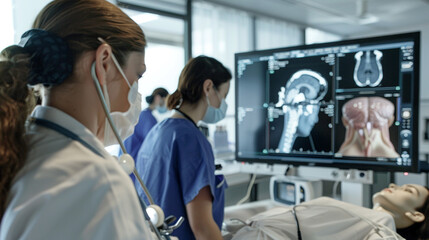 team working in operating room, doctor and patient, A high-tech medical simulation lab where healthcare professionals train photography