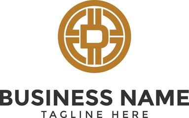 letter D crypto logo, crypto coin business logo icon for website.	blockchain and digital currency symbol crypto currency token