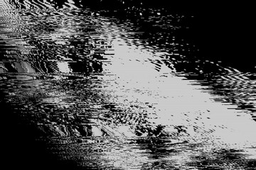 Abstract distorted black white motion glitch overlay effect distress texture. Monochrome interlaced digital background. Futuristic striped glitched grunge, retro 90s, lo-fi brutal cyberpunk design - 756224763