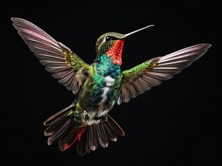 Obraz premium A humming bird flying with iridescent green HD Wallpapers