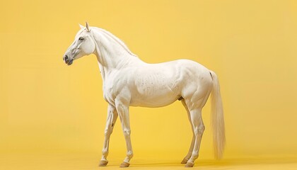 Obraz na płótnie Canvas A White Horse in Yellow A Catchy and Optimized Adobe Stock Title Generative AI