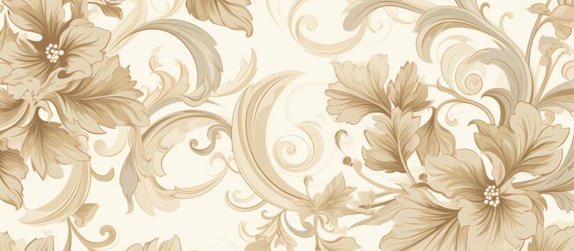 Hand drawn wallpaper seamless pattern with vintage style in neutral colors.