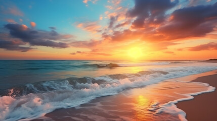 Gorgeous sunset over serene beach breathtaking summer