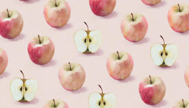 Apple pattern on pink background