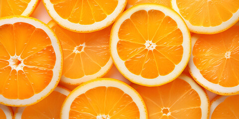 Orange slices background top view Orange ripe citrus fruits cut banner
 - obrazy, fototapety, plakaty