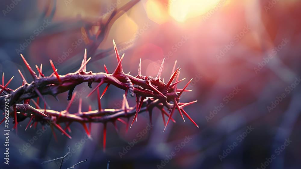 Wall mural crown of thorns on blurred background