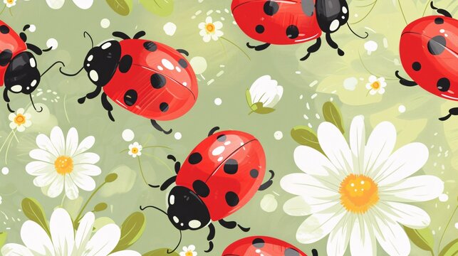Red Ladybugs in a Field of Flowers A Catchy and Optimized Adobe Stock Image Title Generative AI
