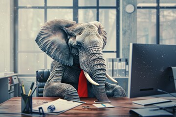 Elephant in a Suit A Modern Take on the Classic Businessman Generative AI - obrazy, fototapety, plakaty