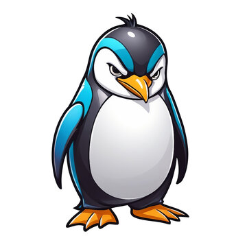 a cartoon penguin standing in front of a white background, fantasy sticker illustration, angry, there is something ugly, 