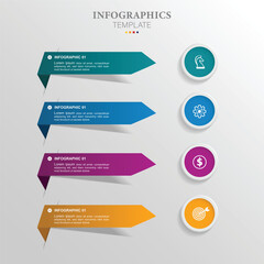 Premium Vector Infographic arrow design with 4 options or steps, icons and elements. Infographics for business concept