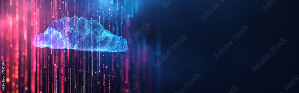 Poster cloud computing concept. illustration of cloud computing with binary code. banner.