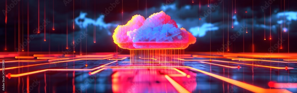 Poster cloud computing technology concept. cloud computing technology background. banner.