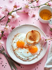 Spring Breakfast Delight with Cherry Blossoms