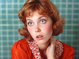 Retro Surprise - A Woman's Astonished Expression
