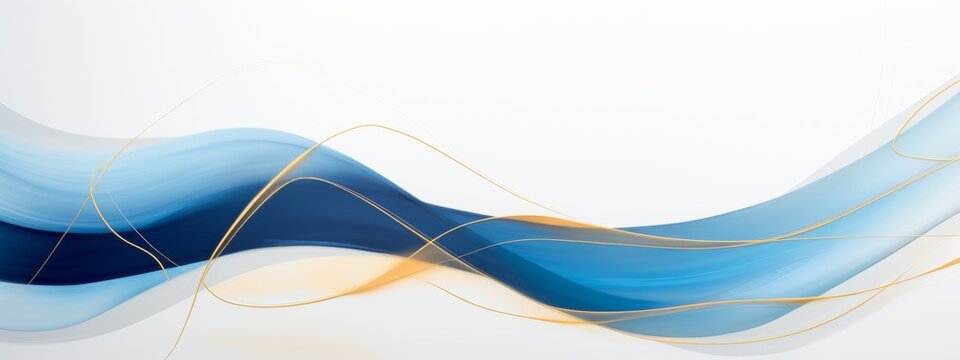 clean minimal abstract artwork, white, blue and gold, whitespace