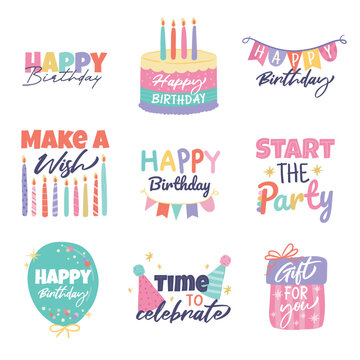 Happy birthday logo badge letterings or solgan collection