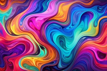 Fototapeta premium Holographic pattern with vibrant swirls and morphing shapes, creating a mesmerizing and surreal visual experience.