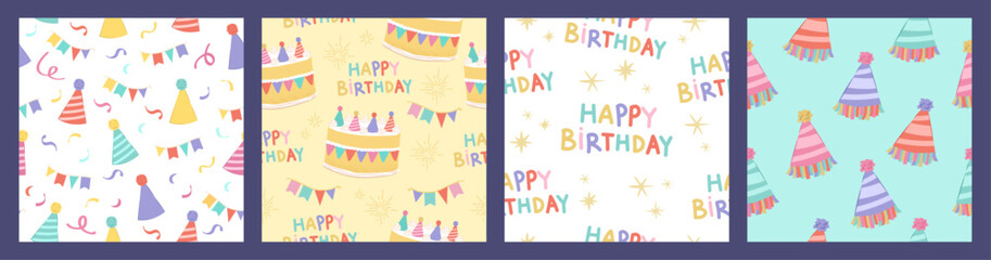 Happy birthday party seamless pattern collection