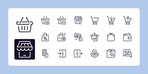 E-commerce and shopping line icon set 3 of 3. Outline symbol collection. Editable vector stroke. 48 and 96 Pixel Perfect scalable to 192px, 384px...