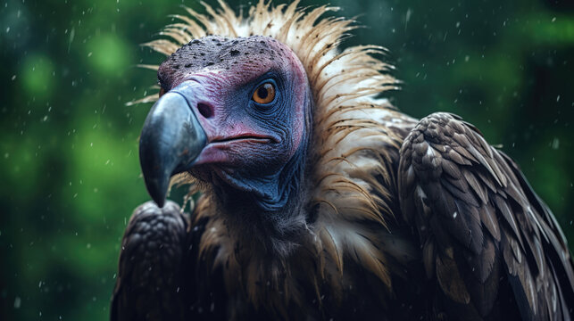 Vulture or long billed vulture or Gyps indicus close up or portrait