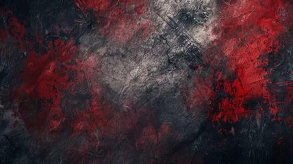 Foto op Aluminium Beautiful grunge gray red background. Panoramic abstract decorative dark background. Wide angle rough stylish mystic texture wallpaper with copy space - generative ai © Nia™