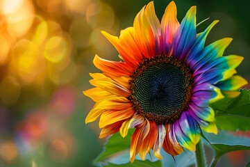 a abstract rainbow sunflower